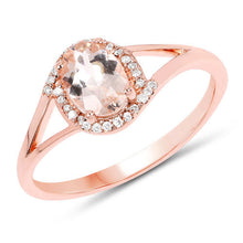 Load image into Gallery viewer, 0.78 Carat Genuine Morganite and White Diamond 14K Rose Gold Ring