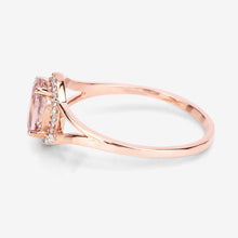Load image into Gallery viewer, 0.78 Carat Genuine Morganite and White Diamond 14K Rose Gold Ring