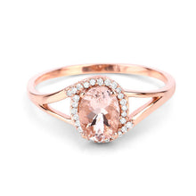 Load image into Gallery viewer, 0.78 Carat Genuine Morganite and White Diamond 14K Rose Gold Ring