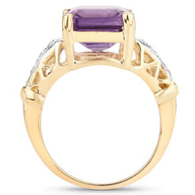 Load image into Gallery viewer, 4.83 Carat Genuine Amethyst and White Topaz .925 Sterling Silver Ring
