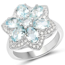 Load image into Gallery viewer, 2.88 Carat Genuine Aquamarine .925 Sterling Silver Ring