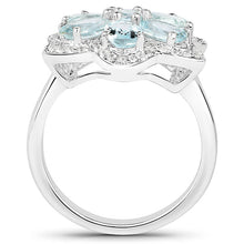 Load image into Gallery viewer, 2.88 Carat Genuine Aquamarine .925 Sterling Silver Ring