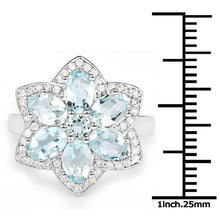 Load image into Gallery viewer, 2.88 Carat Genuine Aquamarine .925 Sterling Silver Ring