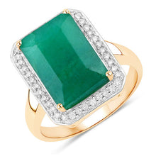 Load image into Gallery viewer, 5.71 Carat Dyed Emerald and White Diamond 14K Yellow Gold Ring