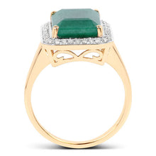 Load image into Gallery viewer, 5.71 Carat Dyed Emerald and White Diamond 14K Yellow Gold Ring