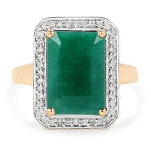 Load image into Gallery viewer, 5.71 Carat Dyed Emerald and White Diamond 14K Yellow Gold Ring