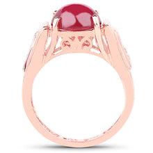 Load image into Gallery viewer, 14K Rose Gold Plated 4.71 Carat Genuine Glass Filled Ruby and White Topaz .925 Sterling Silver Ring