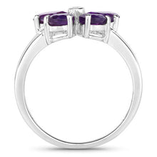 Load image into Gallery viewer, 1.35 Carat Genuine Amethyst and Created White Sapphire .925 Sterling Silver Ring