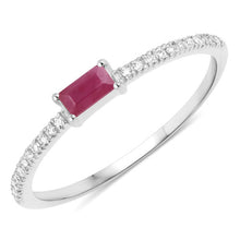 Load image into Gallery viewer, 0.22 Carat Genuine Ruby and White Diamond 14K White Gold Ring