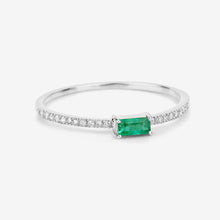 将图片加载到图库查看器,0.18 Carat Genuine Zambian Emerald and White Diamond 14K White Gold Ring