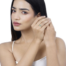 Load image into Gallery viewer, 0.40 Carat Genuine Zambian Emerald and White Diamond 14K White Gold Ring