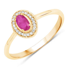 Load image into Gallery viewer, 0.33 Carat Genuine Ruby and White Diamond 14K Yellow Gold Ring