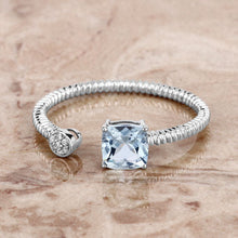 Load image into Gallery viewer, 0.52 Carat Genuine Aquamarine and White Diamond 14K White Gold Ring