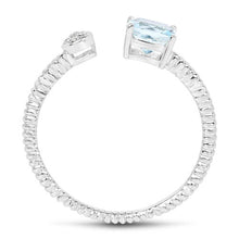 Load image into Gallery viewer, 0.52 Carat Genuine Aquamarine and White Diamond 14K White Gold Ring
