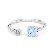 Load image into Gallery viewer, 0.52 Carat Genuine Aquamarine and White Diamond 14K White Gold Ring