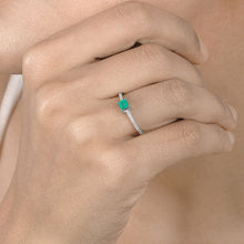 Load image into Gallery viewer, 0.67 Carat Genuine Zambian Emerald and White Diamond 14K White Gold Ring