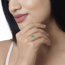 Load image into Gallery viewer, 0.67 Carat Genuine Zambian Emerald and White Diamond 14K White Gold Ring