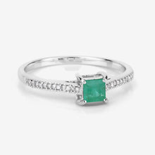 Load image into Gallery viewer, 0.67 Carat Genuine Zambian Emerald and White Diamond 14K White Gold Ring
