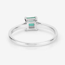Load image into Gallery viewer, 0.67 Carat Genuine Zambian Emerald and White Diamond 14K White Gold Ring