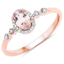 Load image into Gallery viewer, 0.48 Carat Genuine Morganite and White Diamond 10K Rose Gold Ring