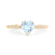 Load image into Gallery viewer, 0.65 Carat Genuine Aquamarine and White Diamond 14K Yellow Gold Ring