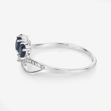Load image into Gallery viewer, 0.65 Carat Genuine Blue Sapphire and White Diamond 14K White Gold Ring