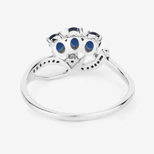 Load image into Gallery viewer, 0.65 Carat Genuine Blue Sapphire and White Diamond 14K White Gold Ring