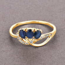 Load image into Gallery viewer, 0.65 Carat Genuine Blue Sapphire and White Diamond 14K Yellow Gold Ring