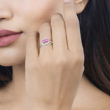 Load image into Gallery viewer, 0.71 Carat Genuine Ruby and White Diamond 14K White Gold Ring