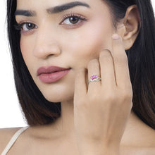 Load image into Gallery viewer, 0.71 Carat Genuine Ruby and White Diamond 14K White Gold Ring