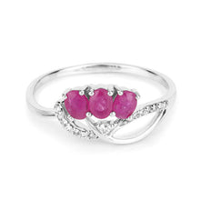 Load image into Gallery viewer, 0.71 Carat Genuine Ruby and White Diamond 14K White Gold Ring