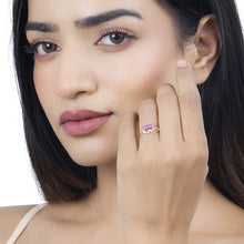 Load image into Gallery viewer, 0.71 Carat Genuine Ruby and White Diamond 14K Yellow Gold Ring