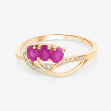Load image into Gallery viewer, 0.71 Carat Genuine Ruby and White Diamond 14K Yellow Gold Ring