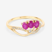 Load image into Gallery viewer, 0.71 Carat Genuine Ruby and White Diamond 14K Yellow Gold Ring