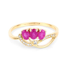 Load image into Gallery viewer, 0.71 Carat Genuine Ruby and White Diamond 14K Yellow Gold Ring