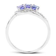 Load image into Gallery viewer, 0.56 Carat Genuine Tanzanite and White Diamond 14K White Gold Ring