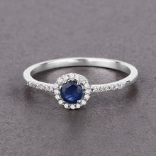 Load image into Gallery viewer, 0.38 Carat Genuine Blue Sapphire and White Diamond 14K White Gold Ring
