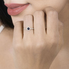 Load image into Gallery viewer, 0.38 Carat Genuine Blue Sapphire and White Diamond 14K Yellow Gold Ring