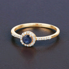 Load image into Gallery viewer, 0.38 Carat Genuine Blue Sapphire and White Diamond 14K Yellow Gold Ring