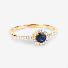Load image into Gallery viewer, 0.38 Carat Genuine Blue Sapphire and White Diamond 14K Yellow Gold Ring