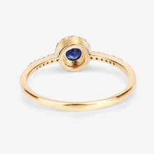 Load image into Gallery viewer, 0.38 Carat Genuine Blue Sapphire and White Diamond 14K Yellow Gold Ring