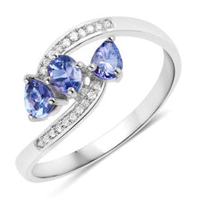 Load image into Gallery viewer, 0.51 Carat Genuine Tanzanite and White Diamond 14K White Gold Ring