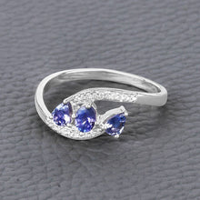 Load image into Gallery viewer, 0.51 Carat Genuine Tanzanite and White Diamond 14K White Gold Ring