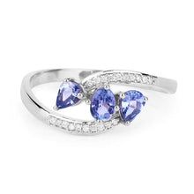 Load image into Gallery viewer, 0.51 Carat Genuine Tanzanite and White Diamond 14K White Gold Ring