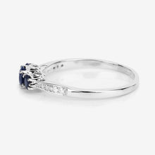Load image into Gallery viewer, 0.56 Carat Genuine Blue Sapphire and White Diamond 14K White Gold Ring