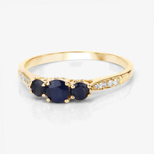 Load image into Gallery viewer, 0.56 Carat Genuine Blue Sapphire and White Diamond 14K Yellow Gold Ring