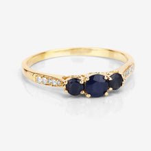 Load image into Gallery viewer, 0.56 Carat Genuine Blue Sapphire and White Diamond 14K Yellow Gold Ring