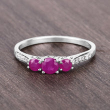 将图片加载到图库查看器,0.61 Carat Genuine Ruby and White Diamond 14K White Gold Ring