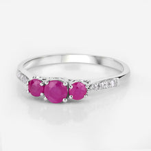 将图片加载到图库查看器,0.61 Carat Genuine Ruby and White Diamond 14K White Gold Ring