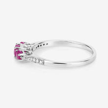 将图片加载到图库查看器,0.61 Carat Genuine Ruby and White Diamond 14K White Gold Ring